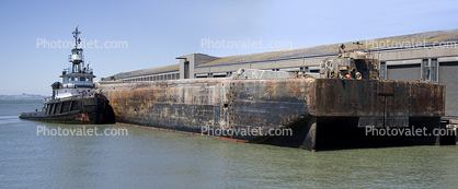 Heidi L. Brusco, Ocean Tugboat, Barge CK-7, CK7, Scow, Docks, Pier, Panorama