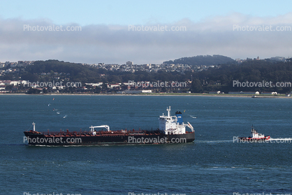 Overseas Long Beach, Oil Tanker, Crowly Guard Tugboat, OSG, IMO: 9353527