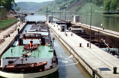 Heidelberg, Locks, Canal, Neckar river, Karlsruhe, 1970, 1970s
