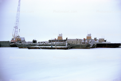 northern Alaska, Bargers, Oil Pipeline Construction, Prudhoe Bay, Pusher Tugs