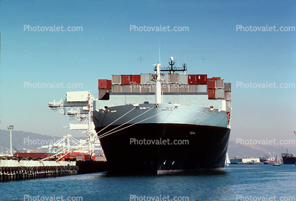 Container Ship, Dock, Harbor, head-on