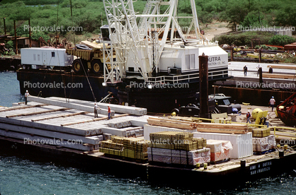 Dock, Barge, Crane