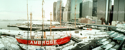 Lightship Ambrose, winter, Manhattan