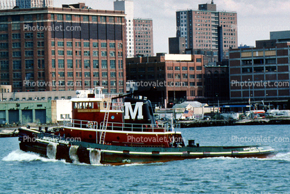 Margaret Moran Tugboat, Harbor, buildings, skyline, shore