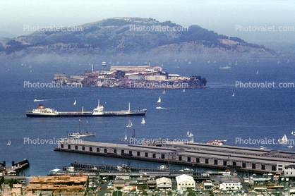 Oil Tanker, Alcatraz Island, Dock, Harbor, 1966, 1960s