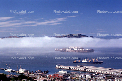 Alcatraz Island, Dock, Harbor, Fog, 1967, 1960s