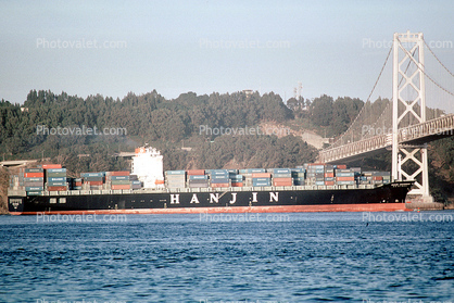 Hanjin Amsterdam, IMO: 9200677, Hanjin shipping line, San Francisco Oakland Bay Bridge