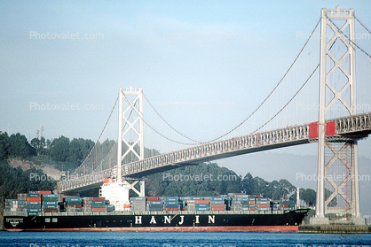Hanjin Amsterdam, IMO: 9200677, Hanjin shipping line, San Francisco Oakland Bay Bridge