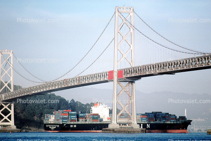 Hanjin shipping line, Hanjin Amsterdam, IMO: 9200677, San Francisco Oakland Bay Bridge