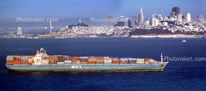 Container Ship, San Francisco, Panorama, Harbor, MOL Thames, IMO: 8913136