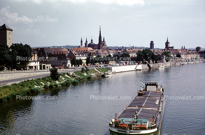 Town, Houses, Buildings, Church, Cathedral, Rhine River, (Rhein)