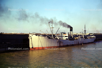 Cargo Ship, Steamer, Docks, 1940s