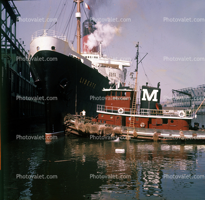 Eugene F. Moran, Tugboat, Liberte Cunard Ship, 1950s