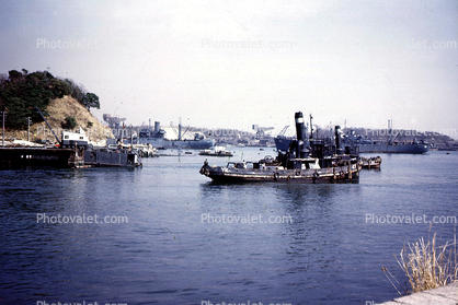 Old Tugboat, Liberty Ships, Tokyo Japan, 1947, 1940s