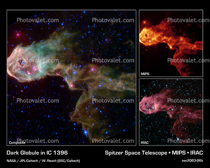 Dark Globule in IC 1396, Spitzer Space Telescope