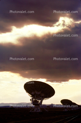 Radio Dish Antenna with Sunset Clouds, VLA