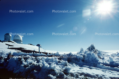 Telescope Buildings in the Snow, Mauna Kea Observatory