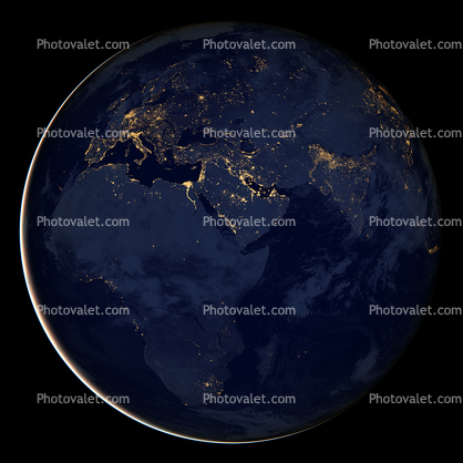 Nighttime over Africa and Europe, Earth from Space