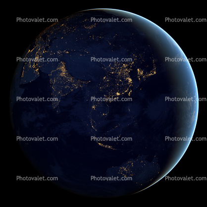 Nighttime over Asia, Earth from Space, The Thin Blue Line, of our Atmosphere