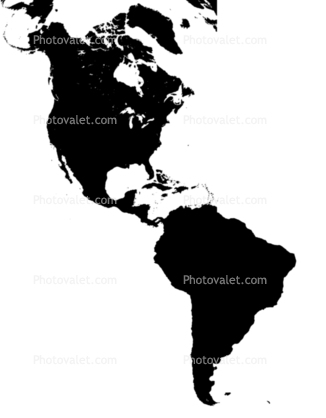 North America, South America, the Americas silhouette, land masses, the Western Hemisphere, the Americas