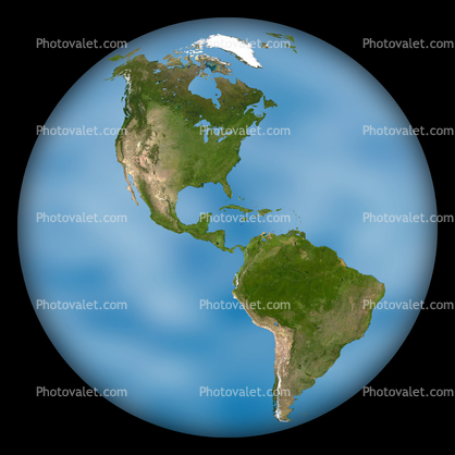 North America, South America, the Americas, artistic Earth globe, land masses