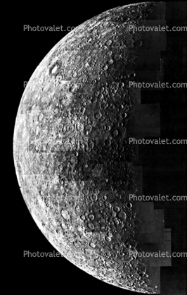 This two image mosaic of Mercury was constructed from photos taken by Mariner 10