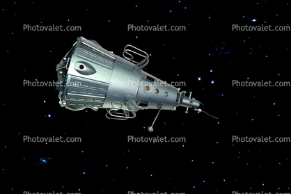 Sputnik 3, depicted in Space, This was the first orbiting Geophysical Laboratory, 1958, Unmanned Spacecraft