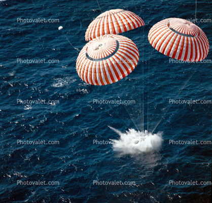 Apollo 16 Command Module (CM) Splashdown, Apollo Capsule, Ocean, 1:45:06 p.m. (CST) Thursday, April 27 1972, 1970s