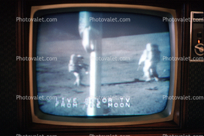 Live Color TV from the Moon, Television Screen, Live from the Moon, Walking on the Moon, Moonwalk, Walk, 1960s