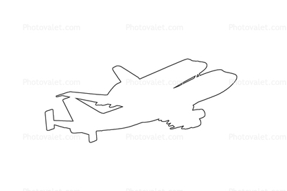 Shuttle Carrier Aircraft (SCA) outline, line drawing, NASA, Space Shuttle, Boeing 747-100