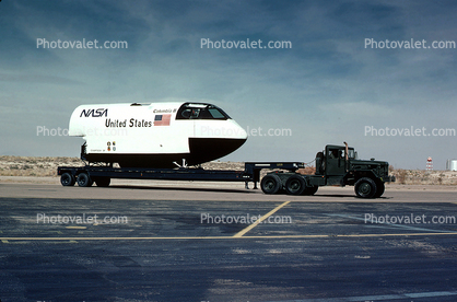 Columbia-II being trucked, Space Shuttle Rescue Trainer