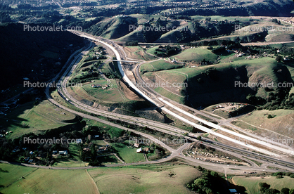 Interstate Highway I-580 During the Construction of the new section just east of Castro Valley, California, Diamond Interchange