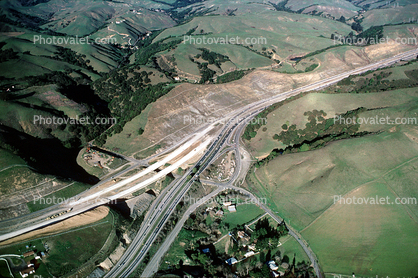 Interstate Highway I-580 During the Construction of the new section just east of Castro Valley, California