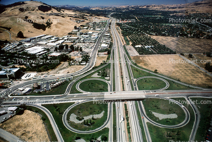 Cloverleaf Interchange, freeway, highway, symmetry, exit, Interstate Highway I-680, Four-way Interchange, overpass, underpass, intersection