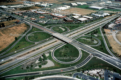 Cloverleaf Interchange, Partial Diamond Interchange, overpass, underpass, intersection, freeway, highway, symmetry, exit, Interstate Highway I-680, Four-way Interchange