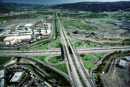 Cloverleaf Interchange, overpass, underpass, intersection, freeway, highway, symmetry, exit, Four-way Interchange, Interstate Highway I-580, I-680