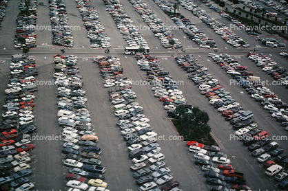 Parking Lot, full, parked cars, sedan