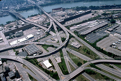 Interstate Highway I-75, I-71, Interchange, Maze, tangle, overpass, underpass, intersection, exit, entrance, Cincinnati, urban