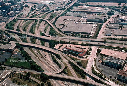 Maze, Interstate Highway I-75, I-71, Maze, tangle, overpass, underpass, intersection, interchange, freeway, highway, exit, entry, Downtown Cincinnati, urban
