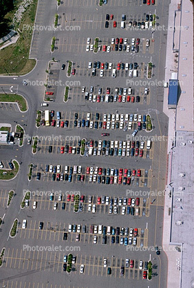 parked cars, stalls, sedan, warehouse roof, Parking Lot, shopping center, Cincinnati