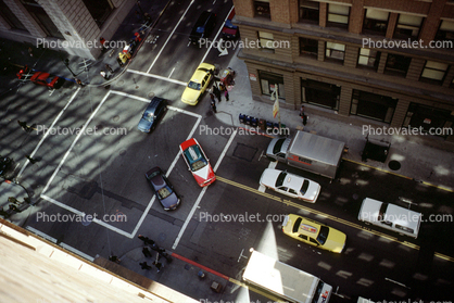 downtown, Intersection, taxi cab, cars, automobiles, vehicles