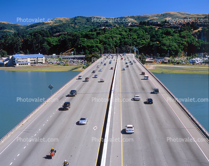 Richardson Bay, Highway 101, cars, automobiles, vehicles, Mill Valley
