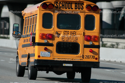 School Bus, Highway 101, San Bruno, San Mateo County, California