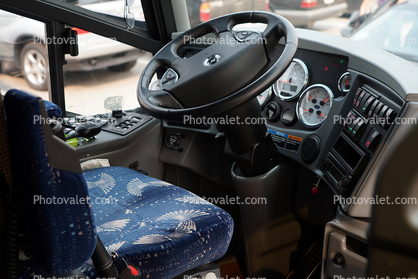 Bus Steering Wheel, cockpit, control panel, seat