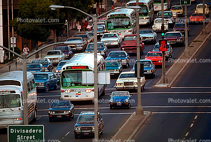 level F traffic, Lombard Street, Car, Automobile, Vehicle