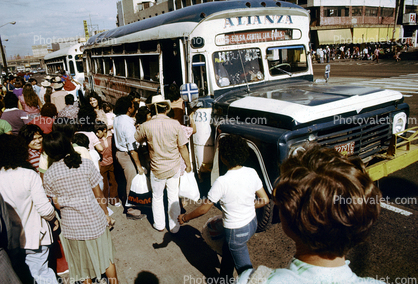 Passengers boarding a Bus, Crowds, Atianza, 1950s
