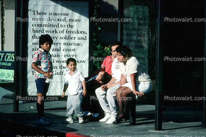 Bus Shelter, stop, family
