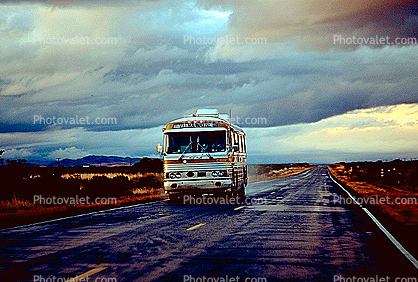 Highway-54 north of Alamogordo, Velma-Wayne, General Motors Bus