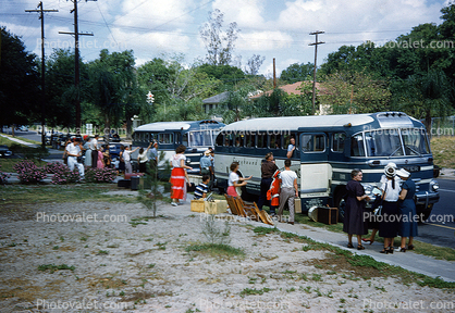 Greyhound Bus, Passengers, Luggage, Group Charter, 1950s