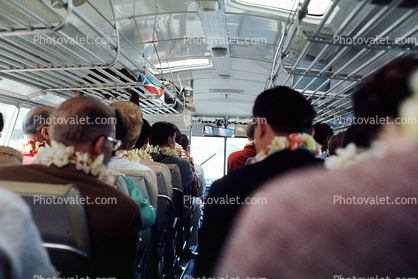 Passengers, packed bus, 1973